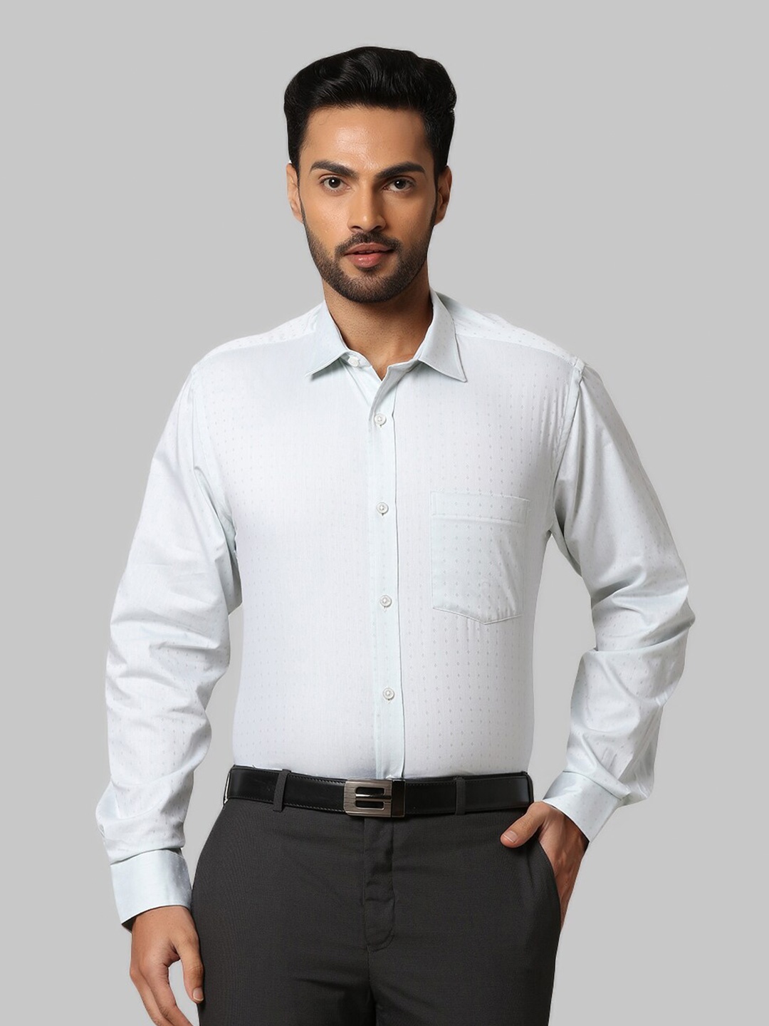 

Park Avenue Men Green Striped Formal Shirt