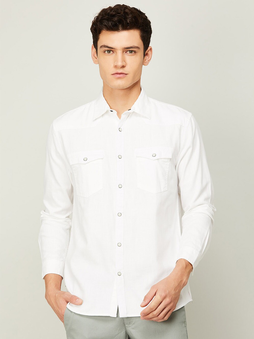 

Forca Men White Casual Shirt