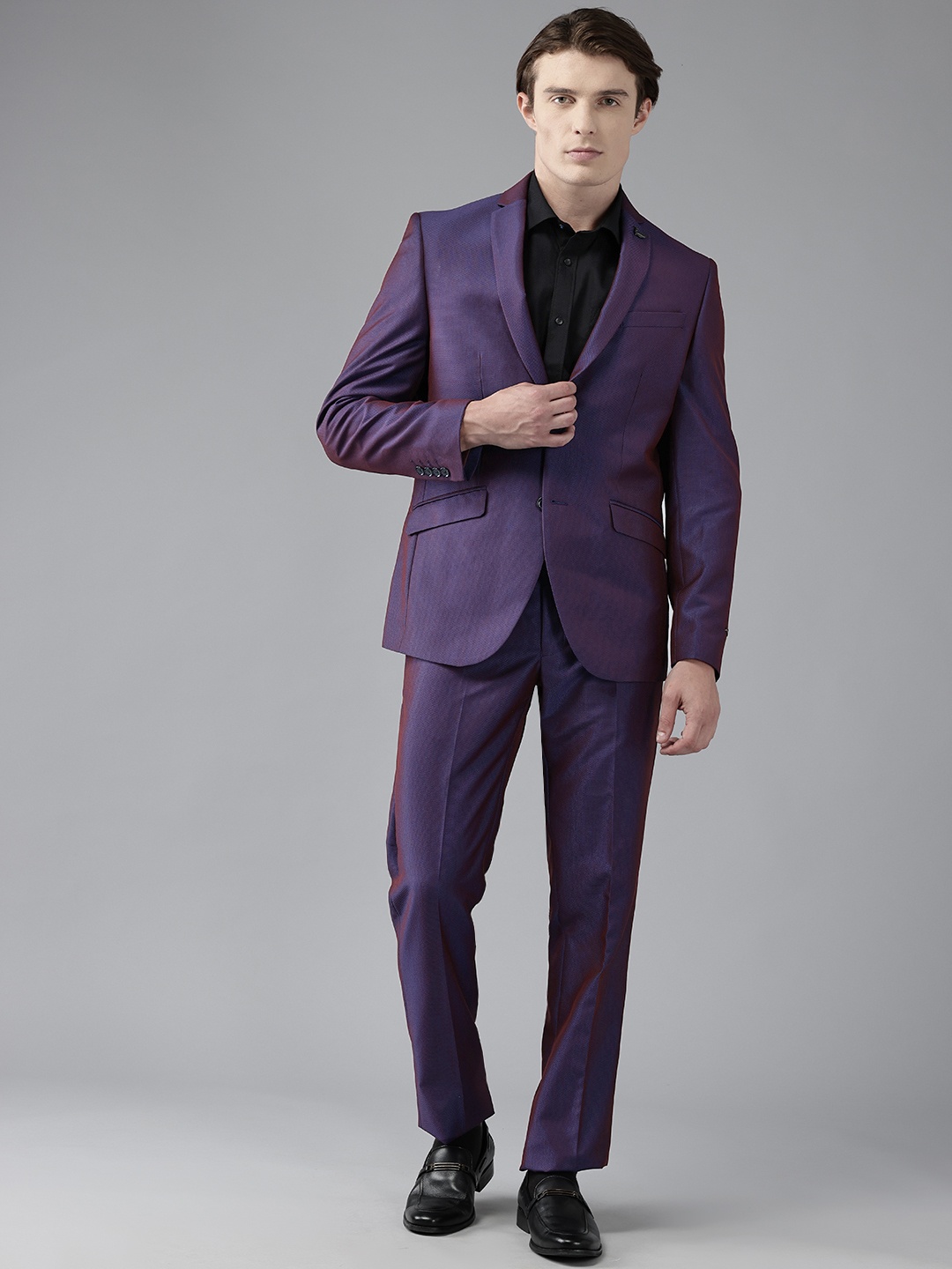 

Blackberrys Men 2-Piece Slim Fit Dual-Toned Party Suit, Purple