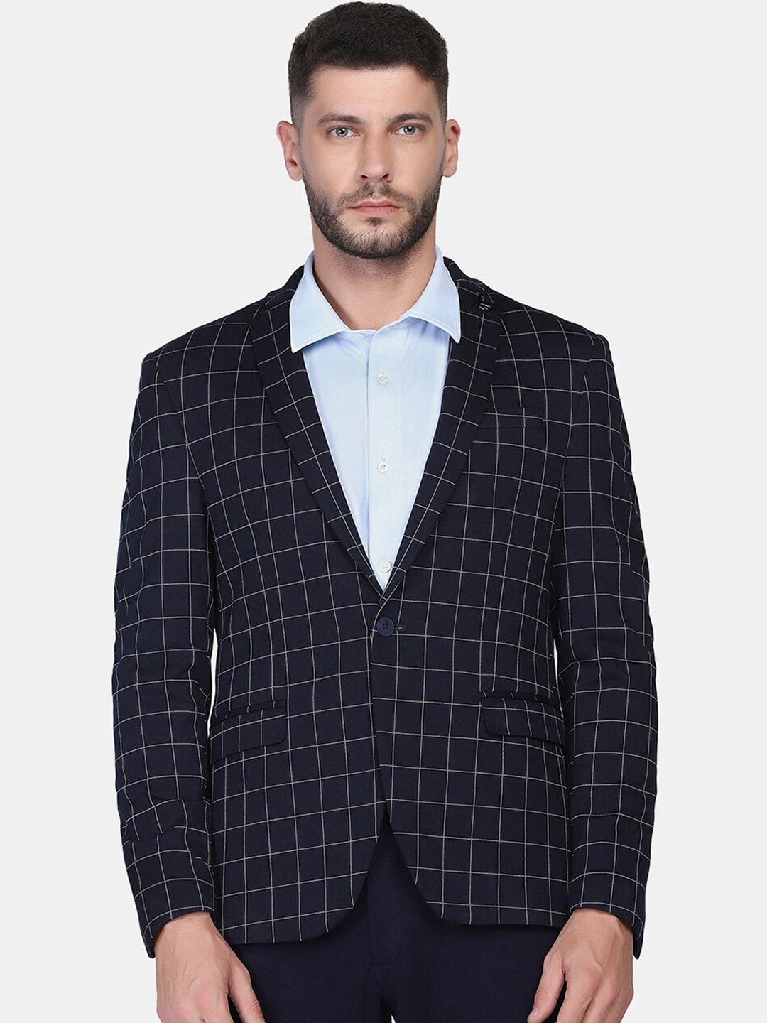 

Blackberrys Men Two Piece Navy Check TechPro Formal Suits, Navy blue