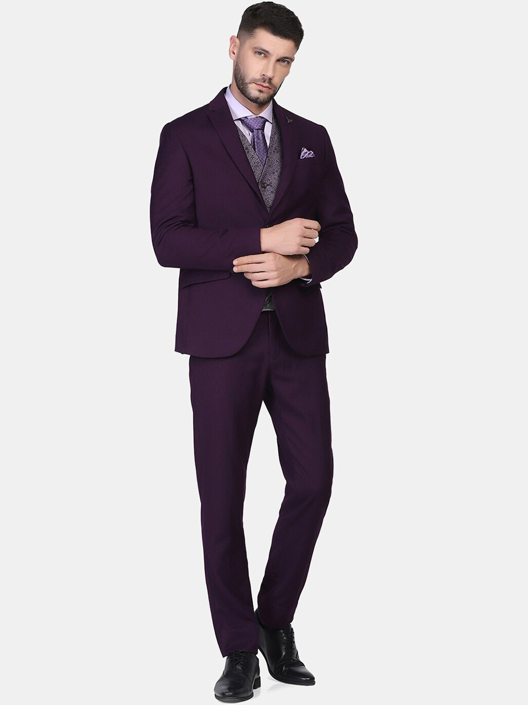 

Blackberrys Czar 4 Pcs Multitude 6X Textured Formal Suit, Purple