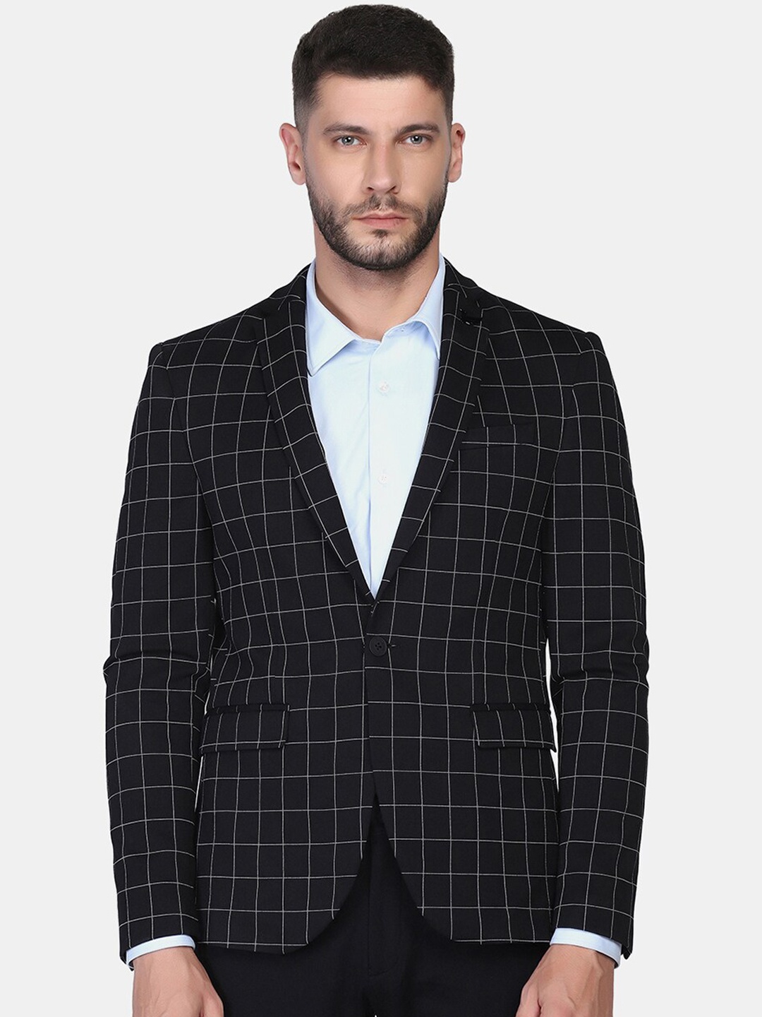 

Blackberrys Men Two Piece Black Check TechPro Formal Suits
