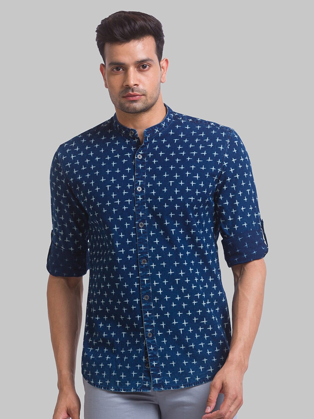 

Parx Men Blue Slim Fit Floral Printed Casual Shirt