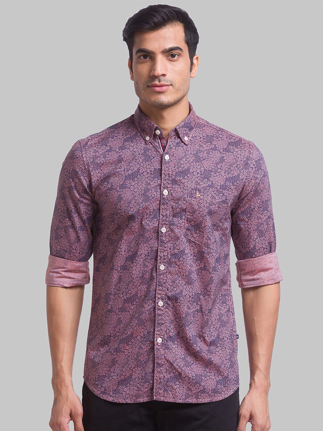 

Parx Men Orange Slim Fit Printed Casual Shirt