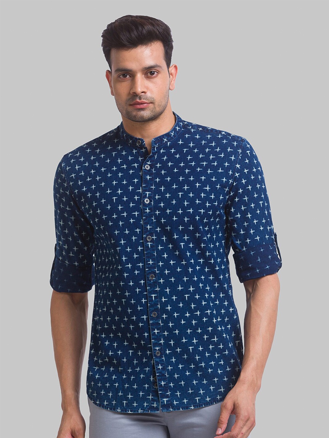 

Parx Men Blue Slim Fit Floral Printed Casual Shirt