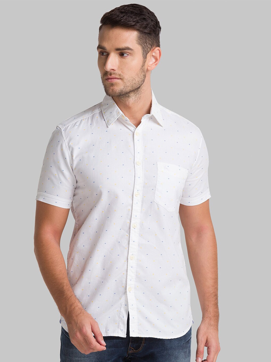 

Parx Men White Slim Fit Printed Casual Shirt