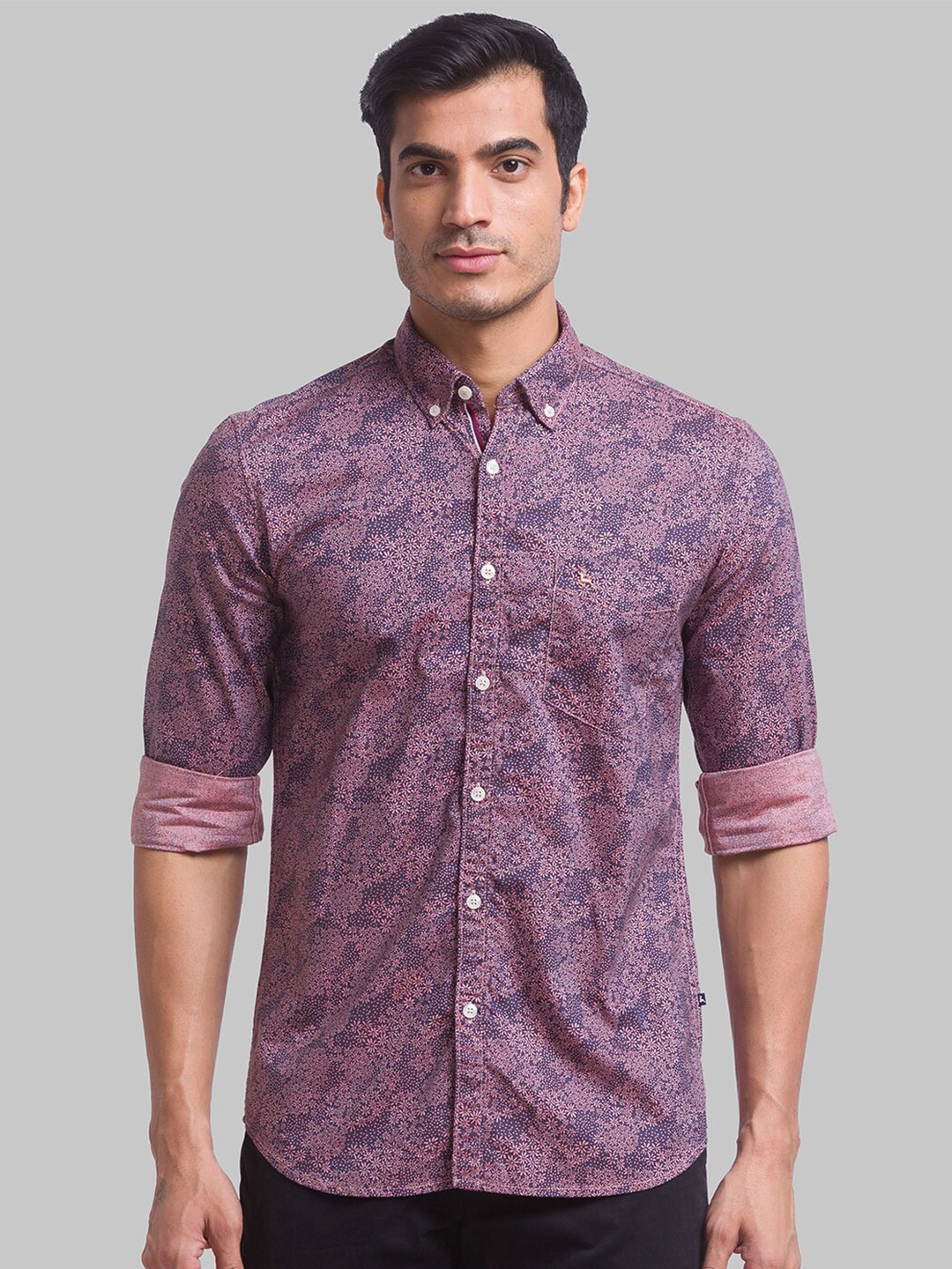 

Parx Men Orange Slim Fit Printed Casual Shirt