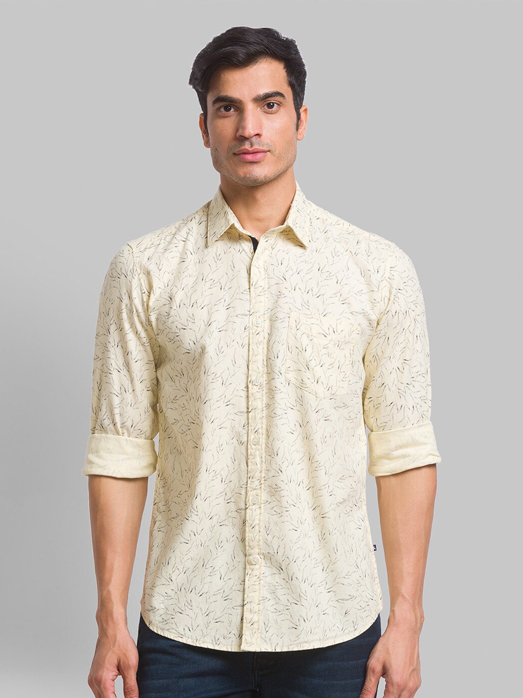 

Parx Men Yellow Slim Fit Printed Casual Shirt
