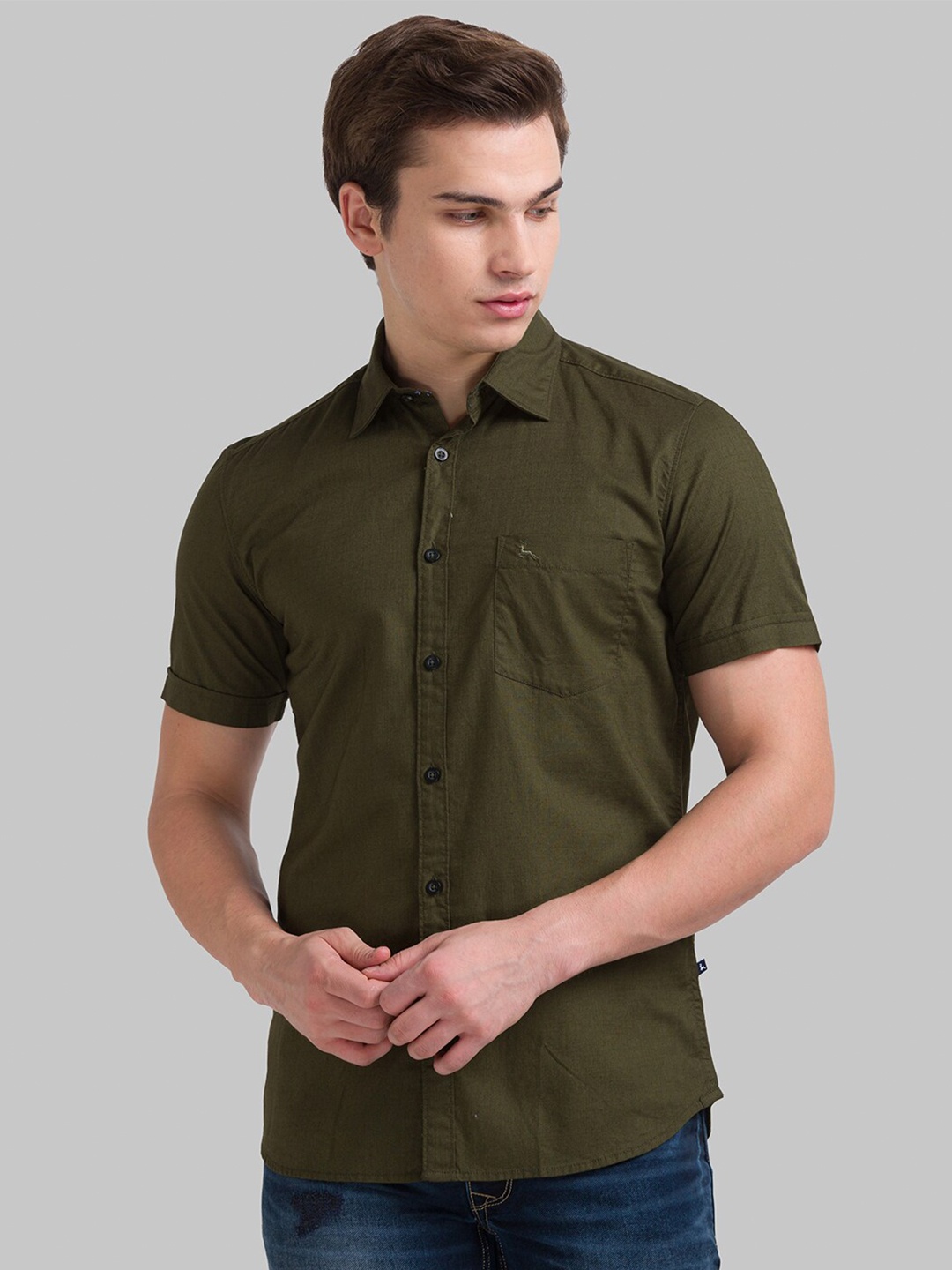 

Parx Men Green Slim Fit Casual Shirt