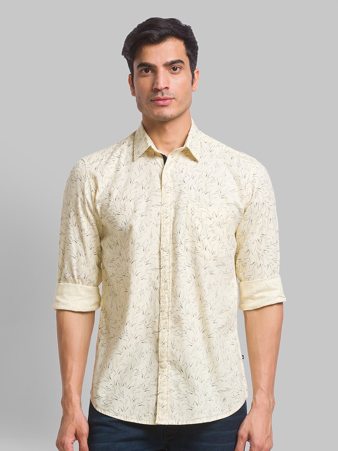 

Parx Men Yellow Slim Fit Printed Casual Shirt