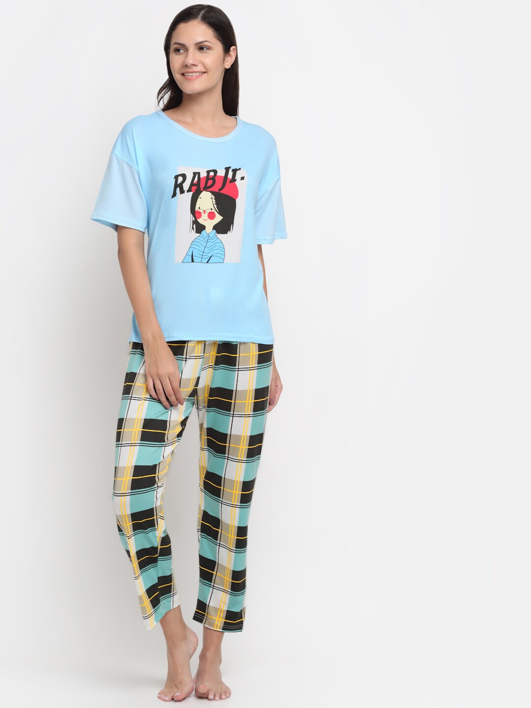 

KLOTTHE Women Blue & Black Printed Night suit KLWNS-1044-