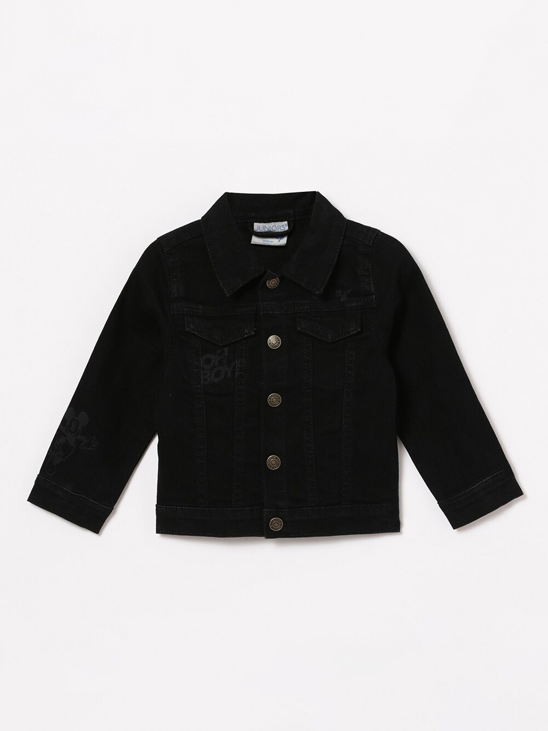 

Juniors by Lifestyle Boys Black Washed Lightweight Crop Denim Jacket with Embroidered