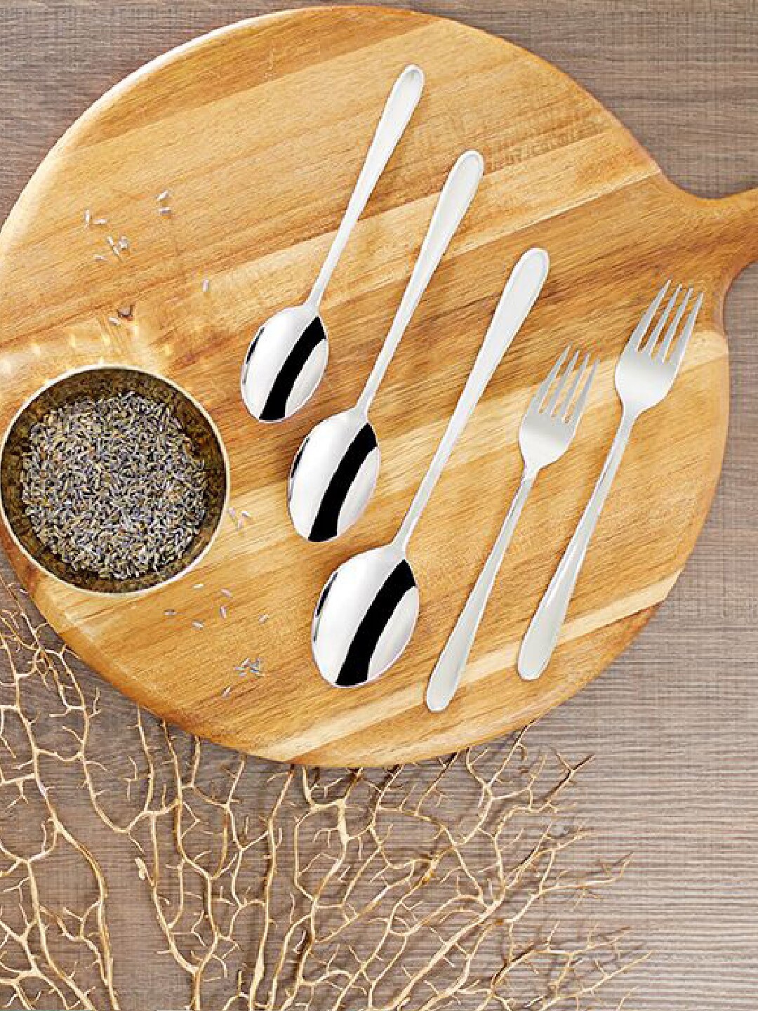

Amefa Silver-Toned 10 Pieces Stainless Steel Spoons With Folks & Knife