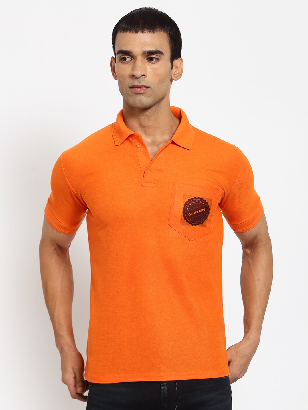 

KLOTTHE Men Orange-Colored Printed T-Shirts