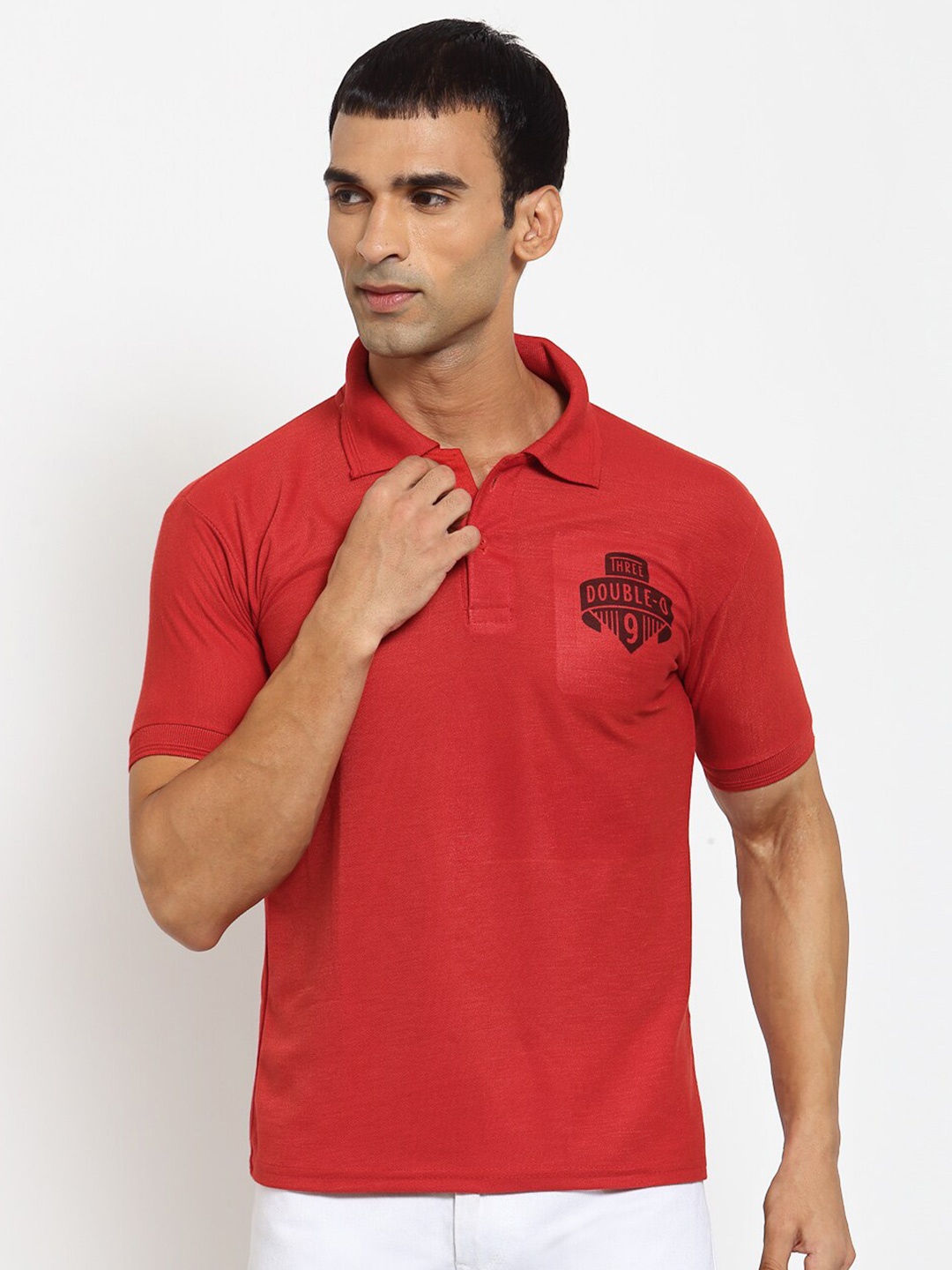 

KLOTTHE Men Red Solid Polo T-shirts