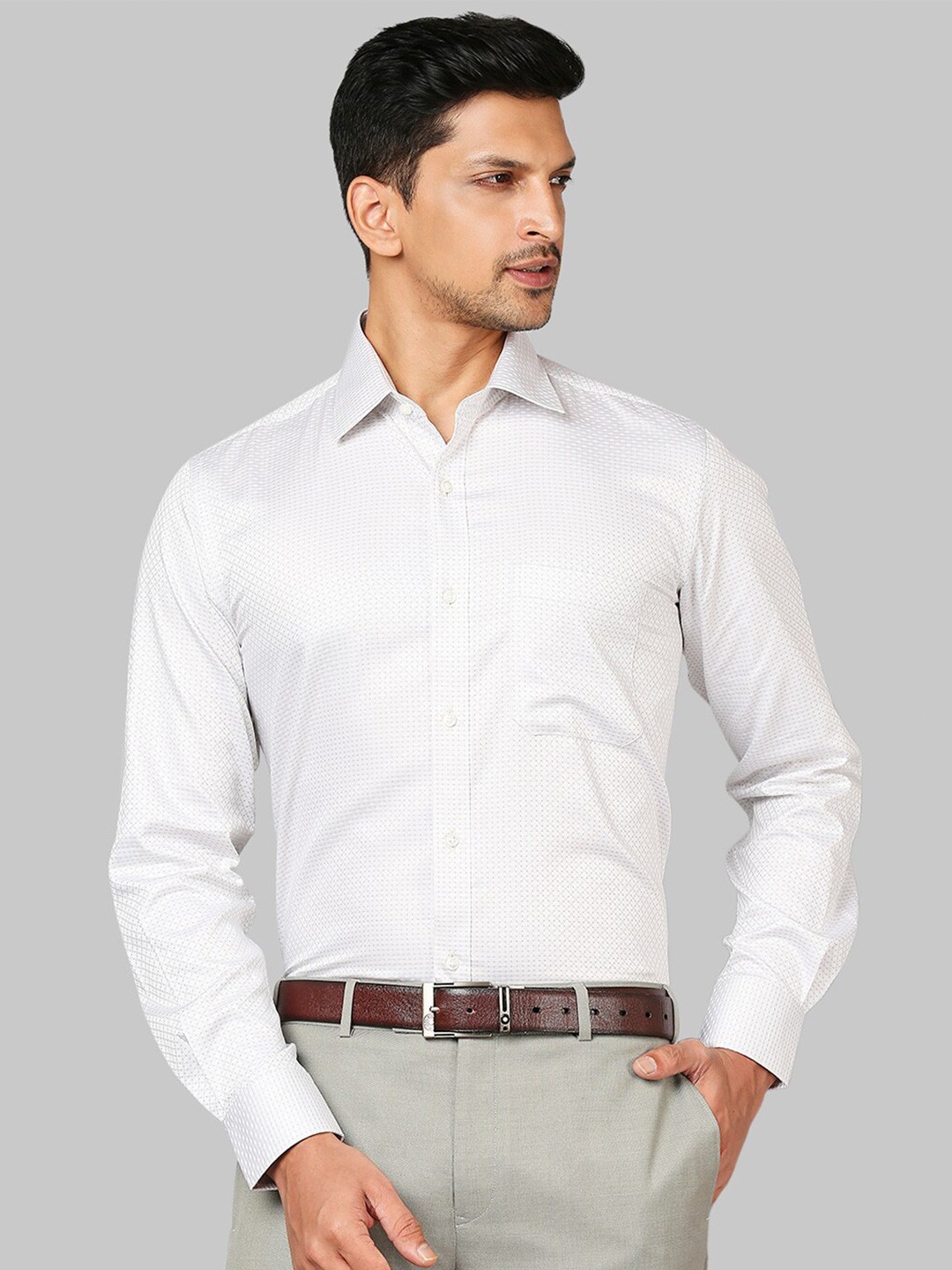 

Raymond Men Grey Printed Cotton Formal Shirts