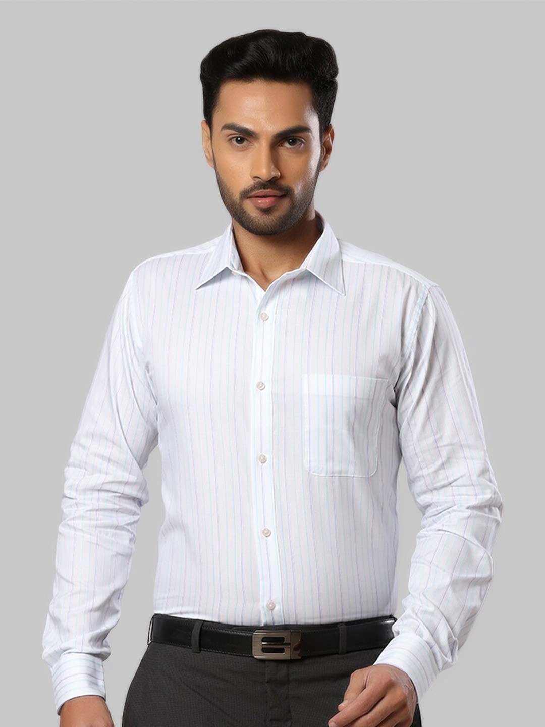 

Raymond Slim Fit Striped Cotton Formal Shirt, White