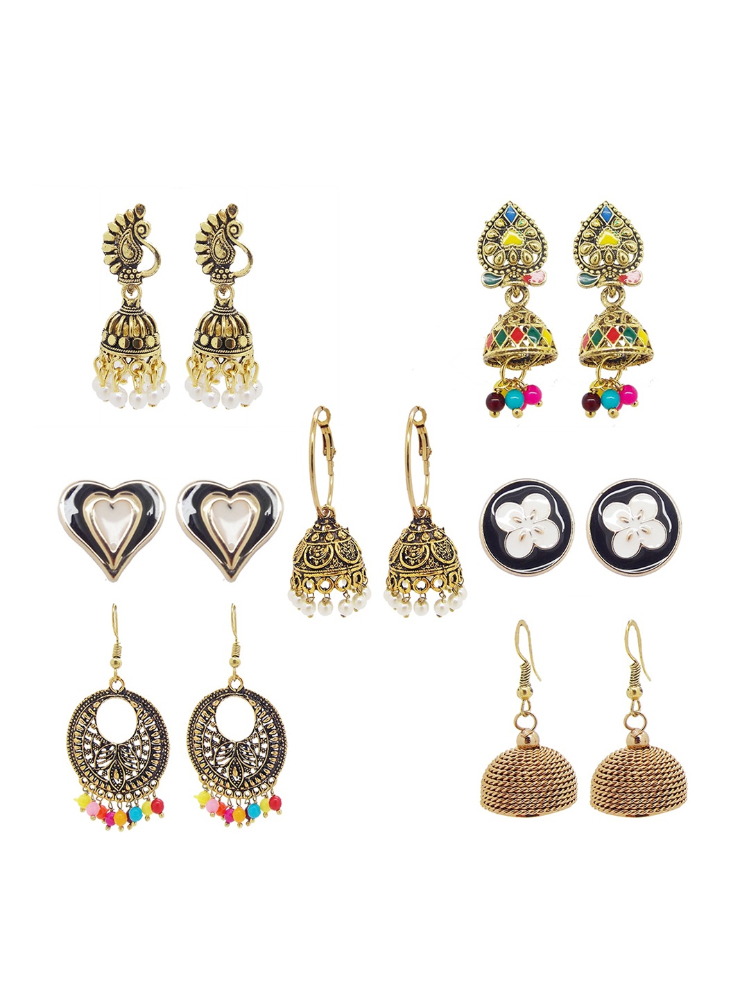 

FEMMIBELLA Gold-Toned Dome Shaped Jhumkas Earrings