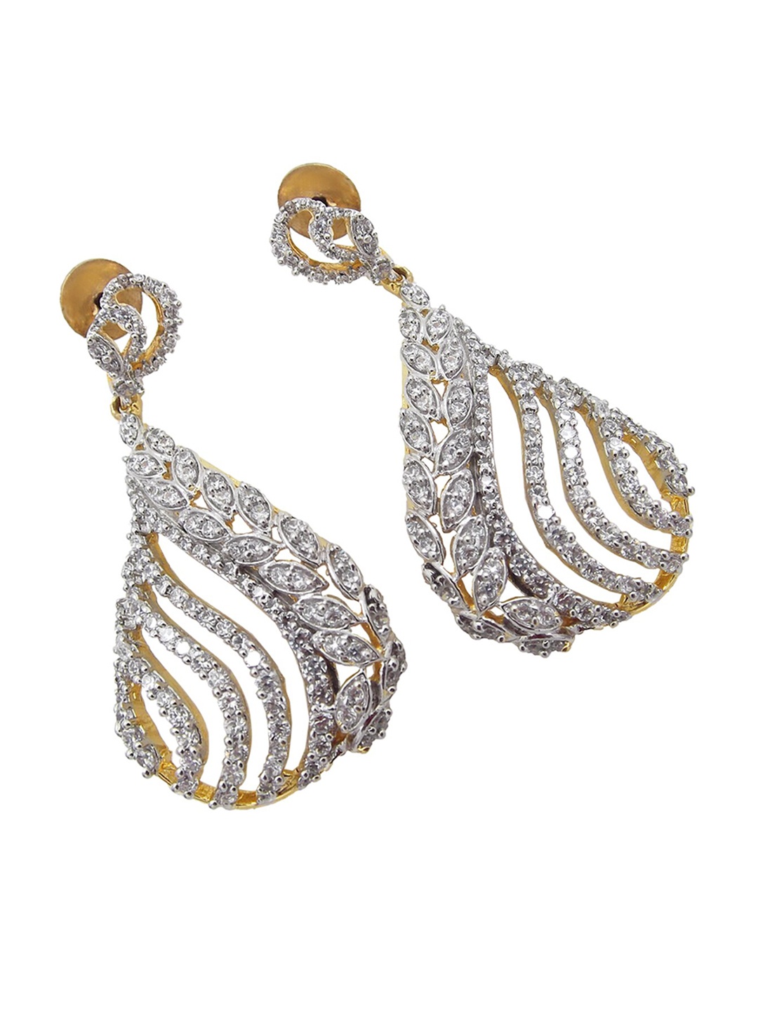 

FEMMIBELLA Silver-Toned Teardrop Shaped Studs Earrings