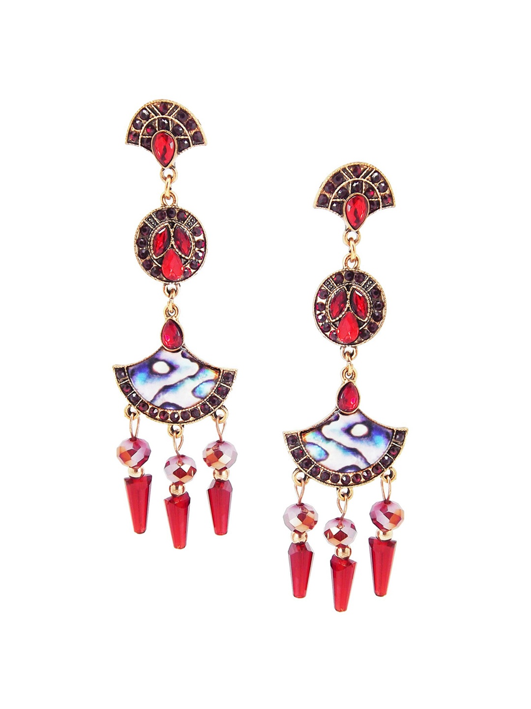 

FEMMIBELLA Red Geometric Hoop Earrings