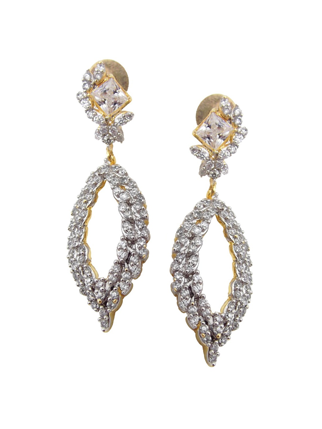 

FEMMIBELLA Silver-Toned Geometric Drop Earrings