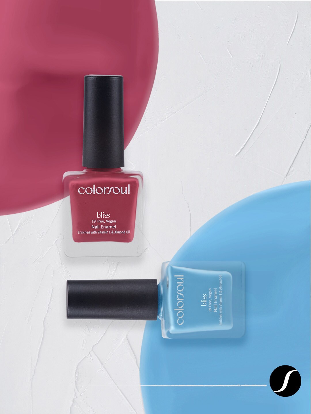 

Colorsoul Set Of 2 Vegan & 19 Free Bliss Nail Enamel with Vitamin E & Almond Oil 8ml Each - Dreamy Pink B03 & Icey Blue B20