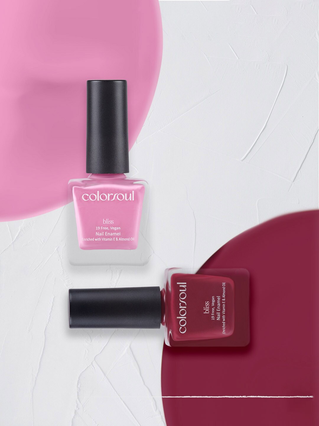 

Colorsoul Set Of 2 Vegan & 19 Free Bliss Nail Enamel with Vitamin E & Almond Oil 8ml Each - Pink Pie B02 & Candy Floss B04