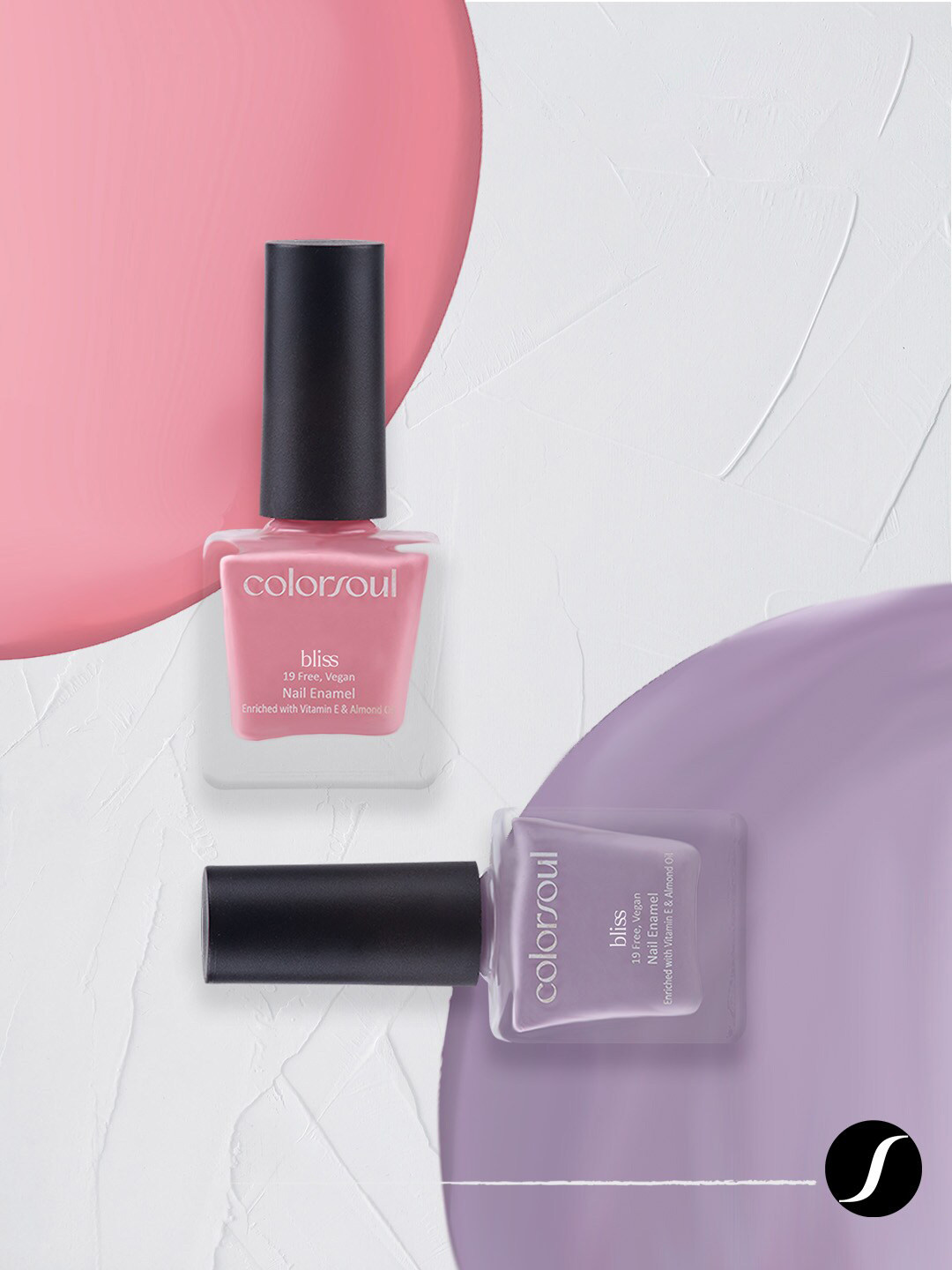 

Colorsoul Set Of 2 Vegan & 19 Free Bliss Nail Enamel with Vitamin E & Almond Oil 8ml Each - Breezy Pink B01 & Purple Water B07