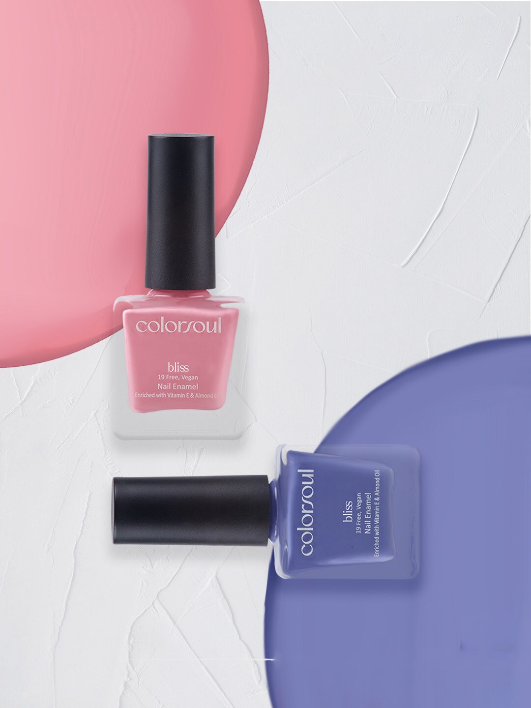 

Colorsoul Set Of 2 Vegan & 19 Free Bliss Nail Enamel with Vitamin E & Almond Oil 8ml Each - Breezy Pink B01 & Tickled Purple B08