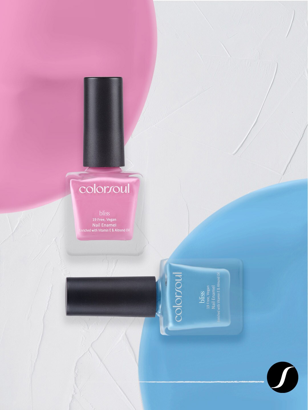

Colorsoul Set Of 2 Vegan & 19 Free Bliss Nail Enamel with Vitamin E & Almond Oil 8ml Each - Pink Pie B02 & Icey Blue B20
