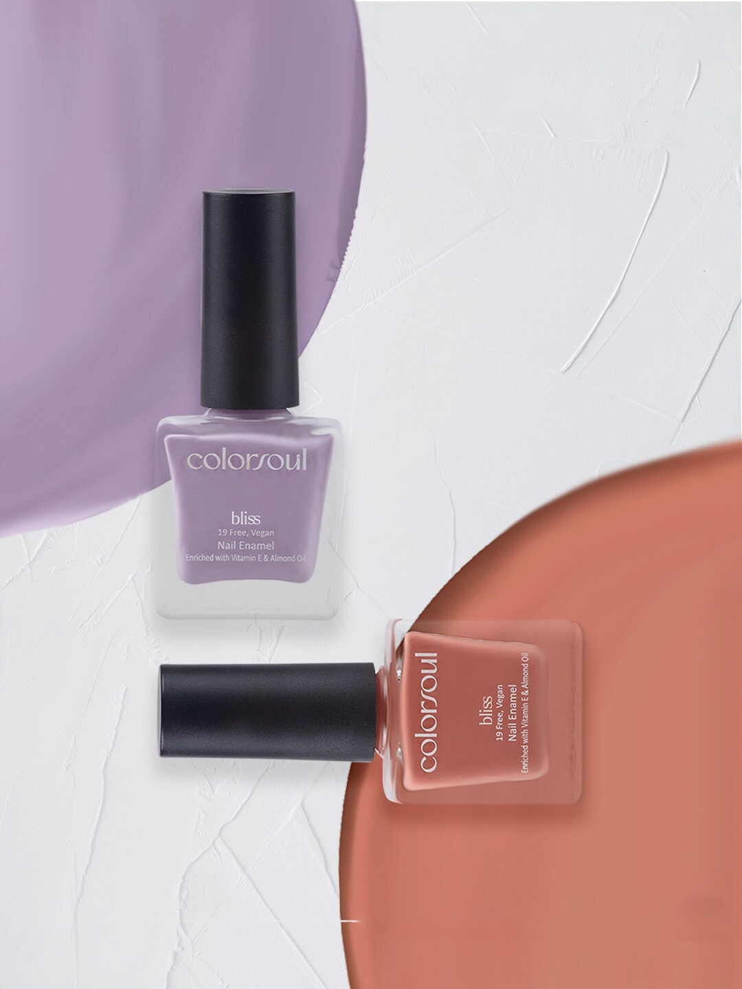 

Colorsoul Set Of 2 Vegan & 19 Free Bliss Nail Enamel with Vitamin E & Almond Oil 8ml Each - Purple Water B07 & Rich Souffle B13