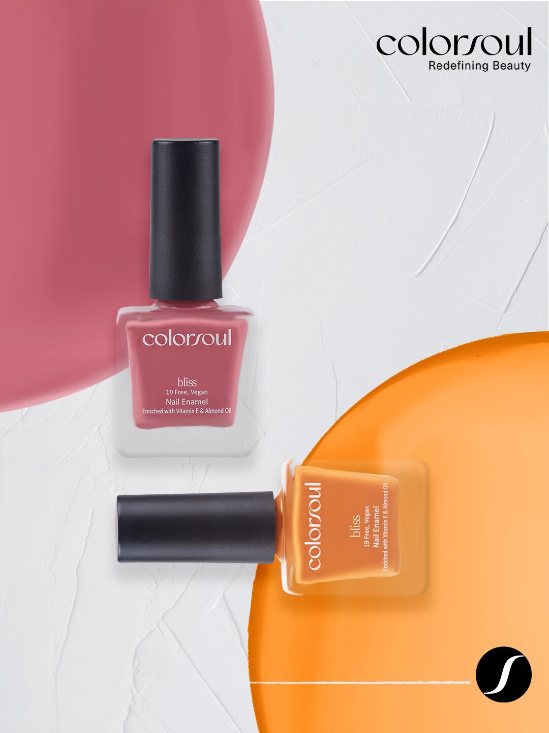 

Colorsoul Set Of 2 Vegan & 19 Free Bliss Nail Enamel with Vitamin E & Almond Oil 8ml Each - Ballerina Pink B05 & Candy Floss B04