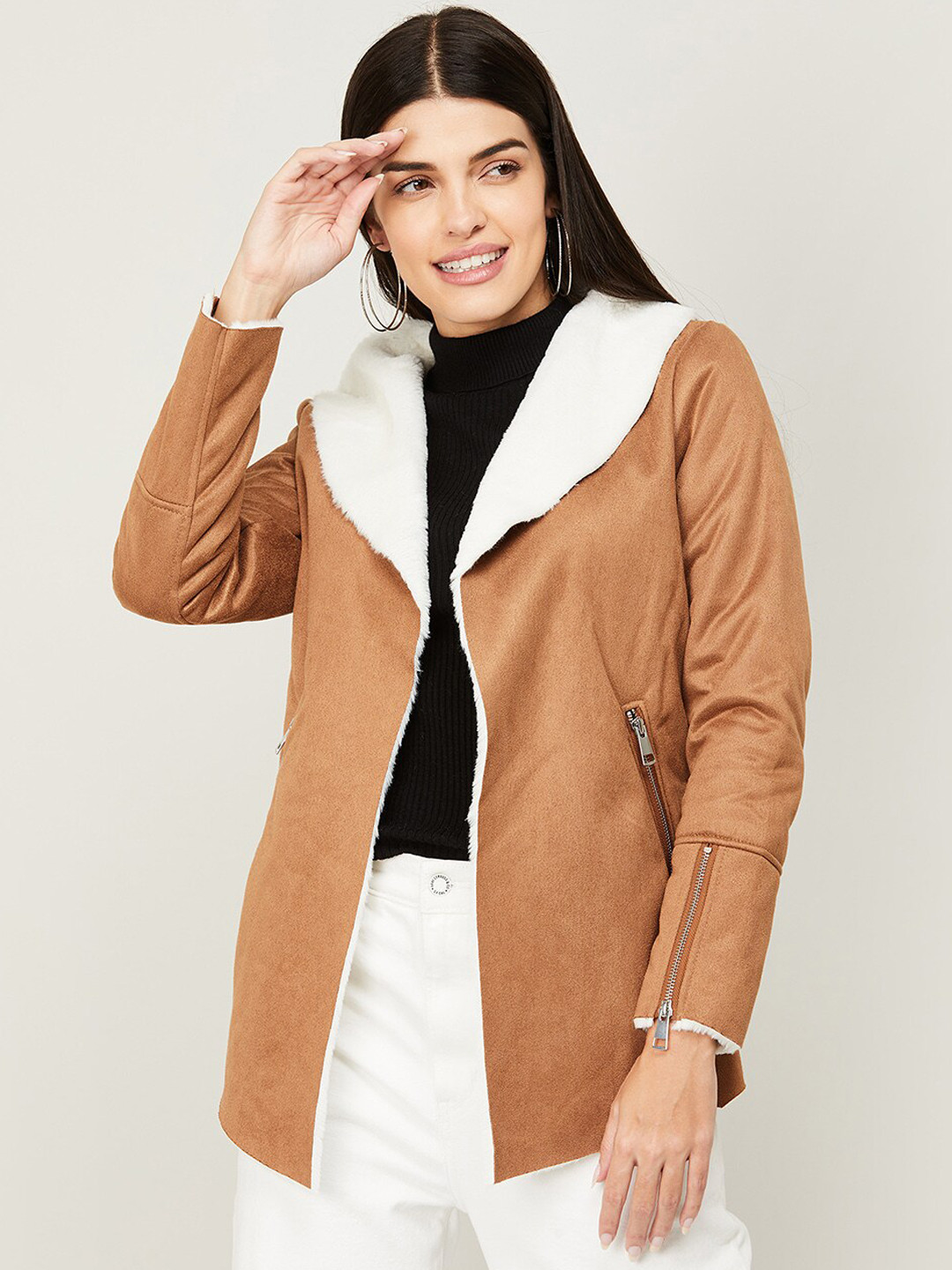 

CODE by Lifestyle Women Beige Lightweight Longline Tailored Jacket