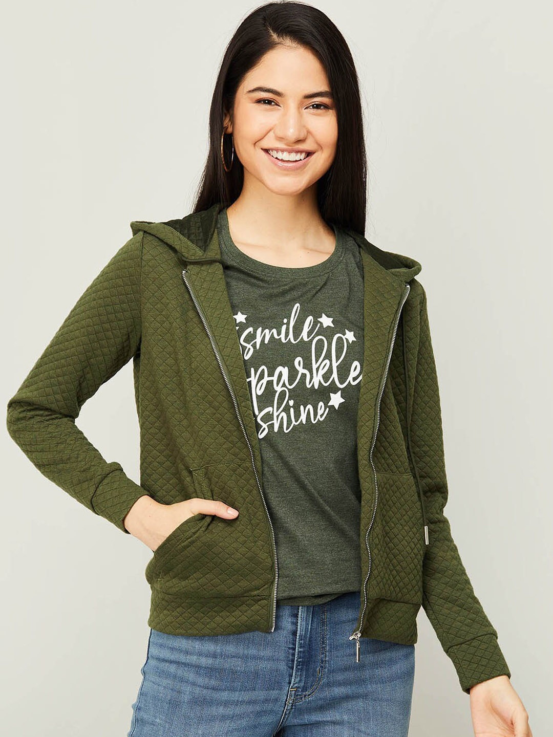 

Fame Forever by Lifestyle Women Olive Green Washed Lightweight Crop Bomber Jacket