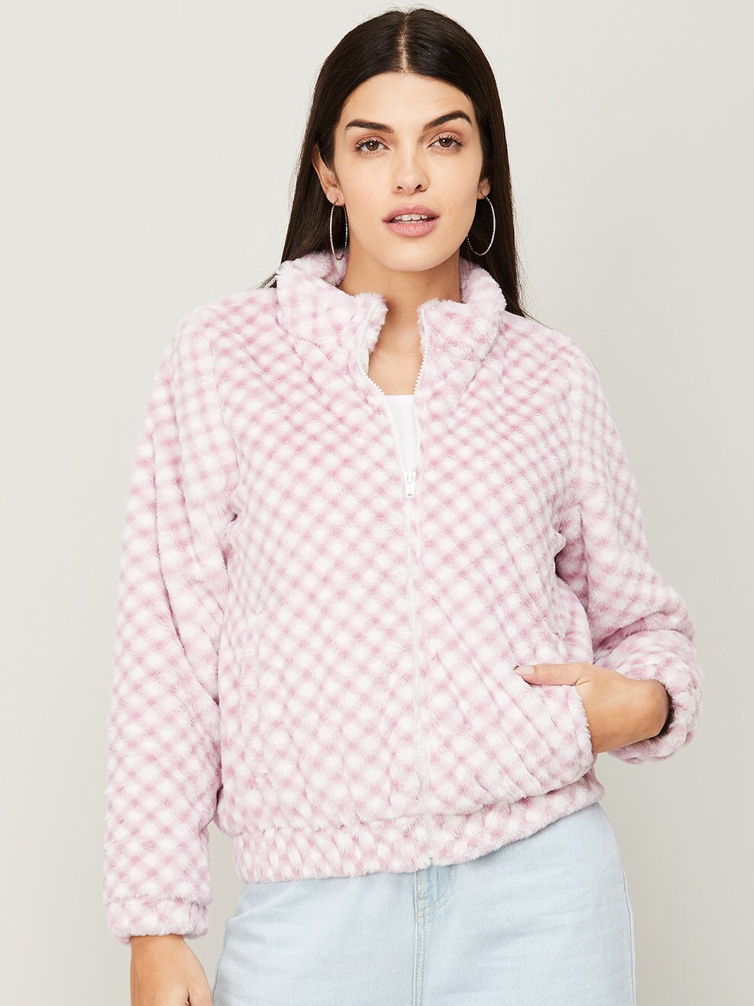

Ginger by Lifestyle Women Pink Floral Lightweight Tailored Jacket