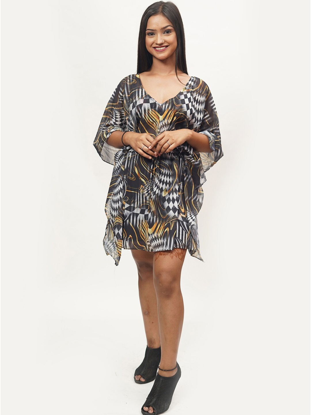 

Rajoria Instyle Multicoloured Georgette Dress, Multi