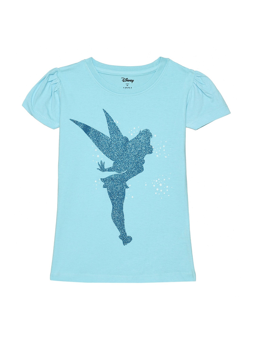 

Disney by Wear Your Mind Girls Blue Printed Applique T-shirt