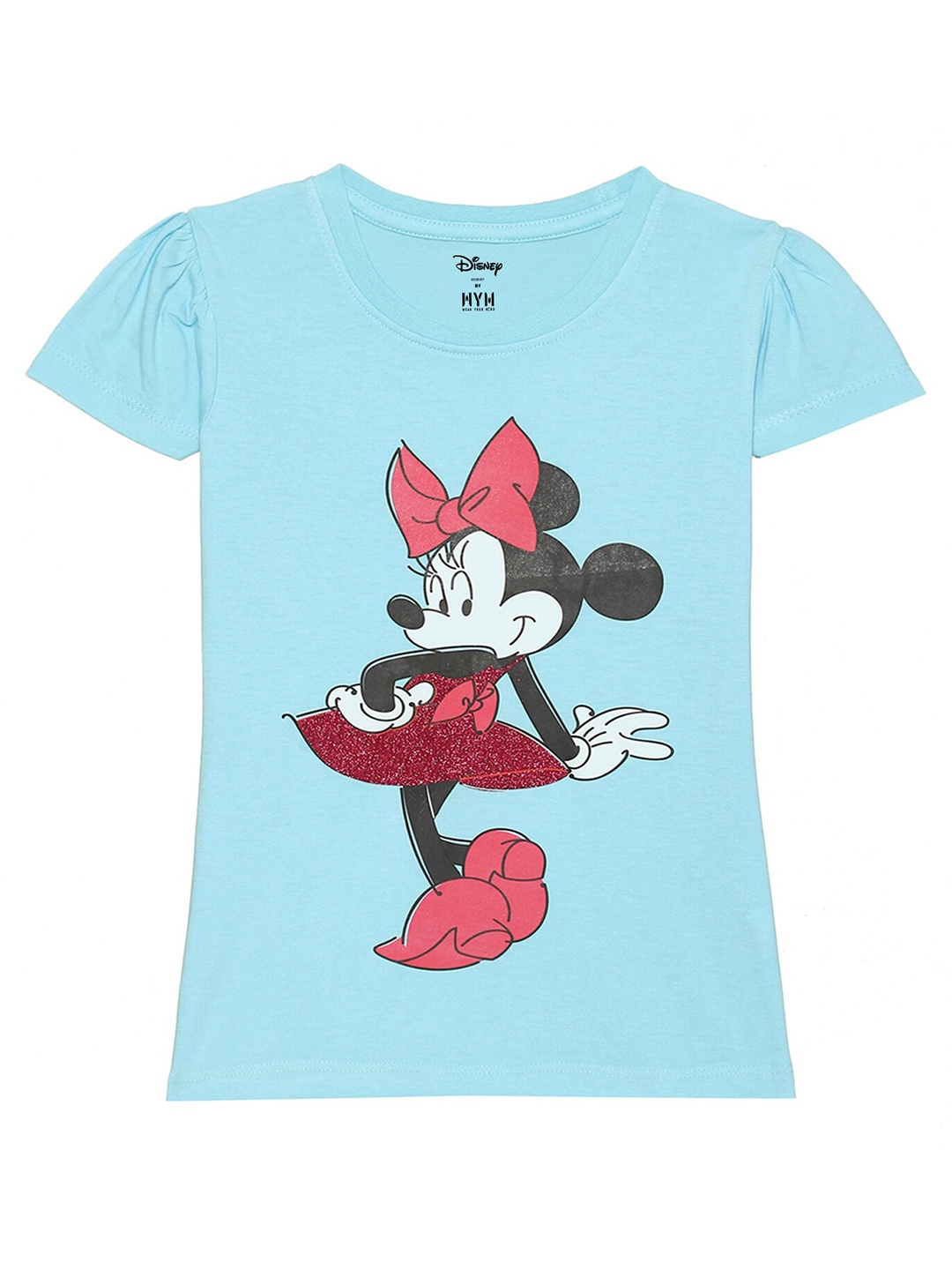 

Disney by Wear Your Mind Girls Blue Printed Applique T-shirt