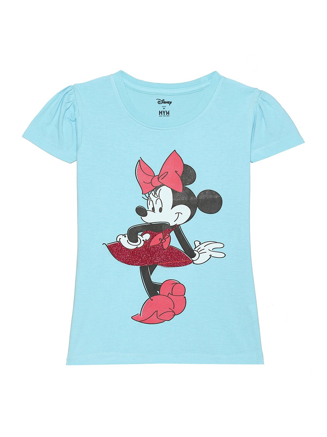 

Disney by Wear Your Mind Girls Blue Printed Applique T-shirt