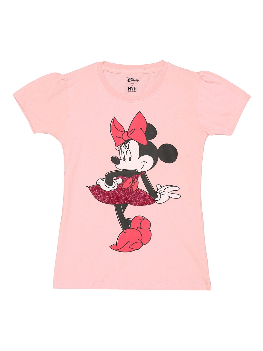 

Disney by Wear Your Mind Girls Pink Printed Applique T-shirt