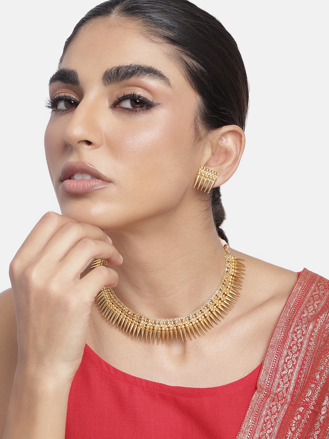 

Peora Women Gold-Plated Choker Necklace & Earrings