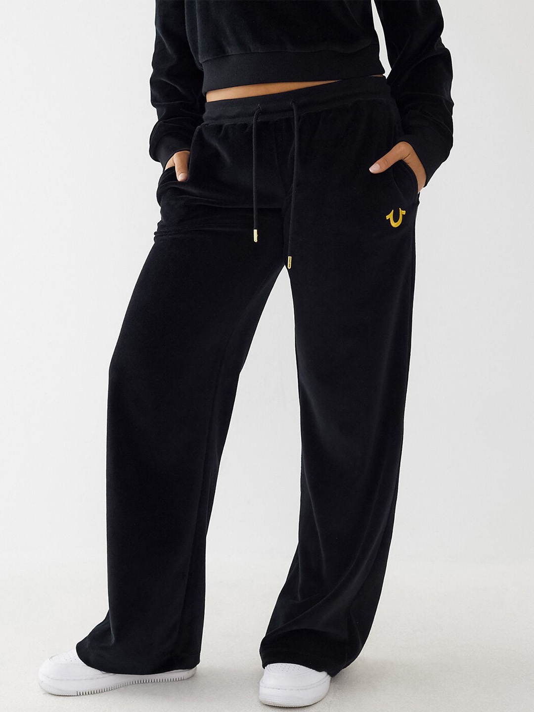 

True Religion Women Black Solid Relaxed-Fit Track Pants