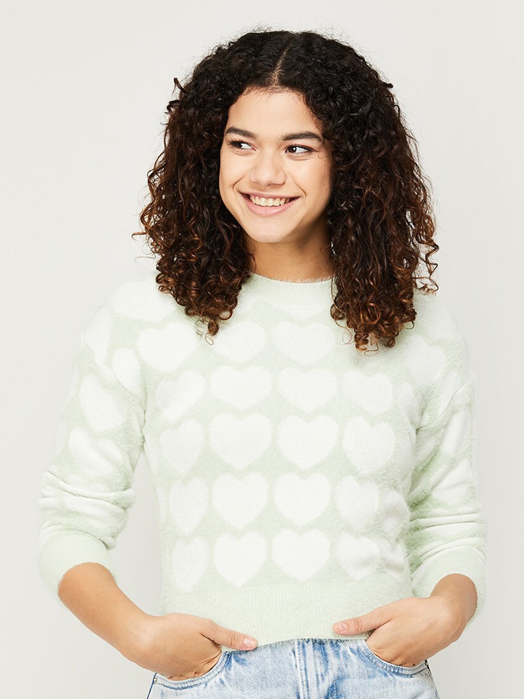 

Ginger by Lifestyle Women Green Printed Sweatshirt
