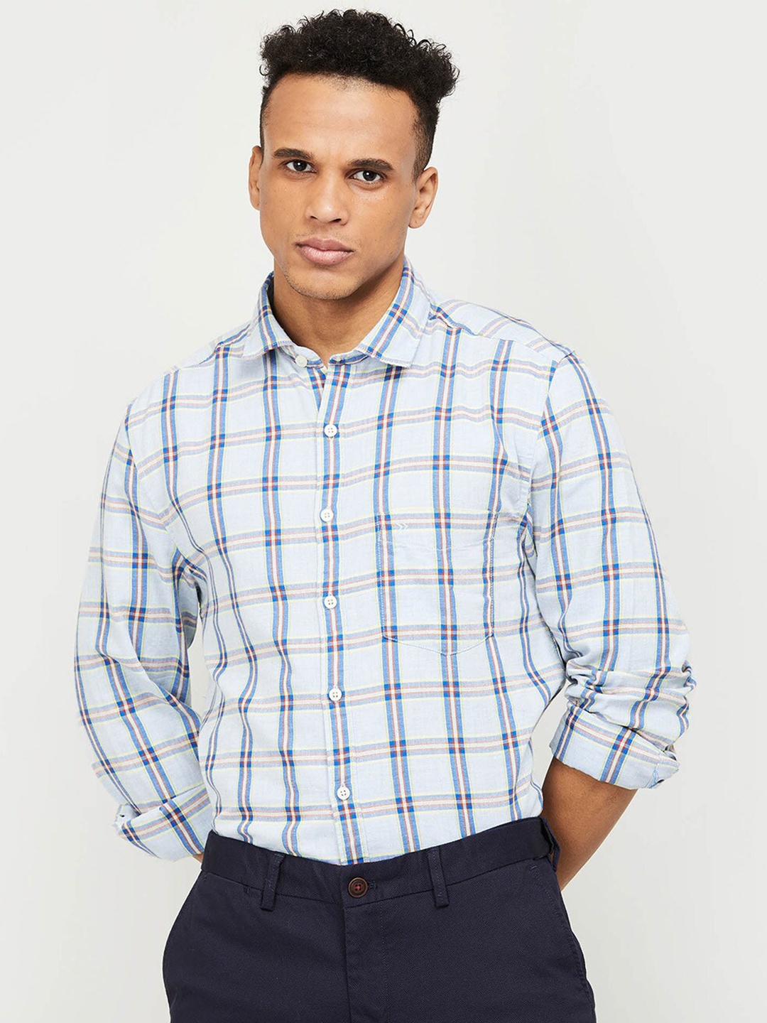 

CODE by Lifestyle Men Blue Checked Formal Shirt