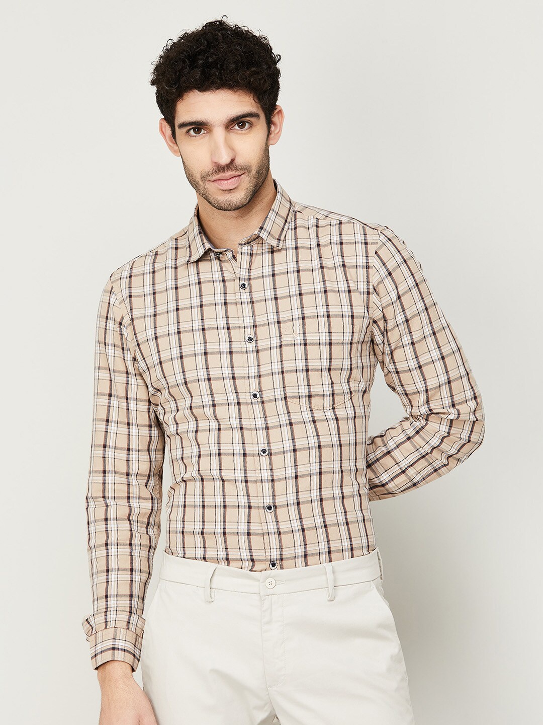 

CODE by Lifestyle Men Yellow Checked Formal Shirt