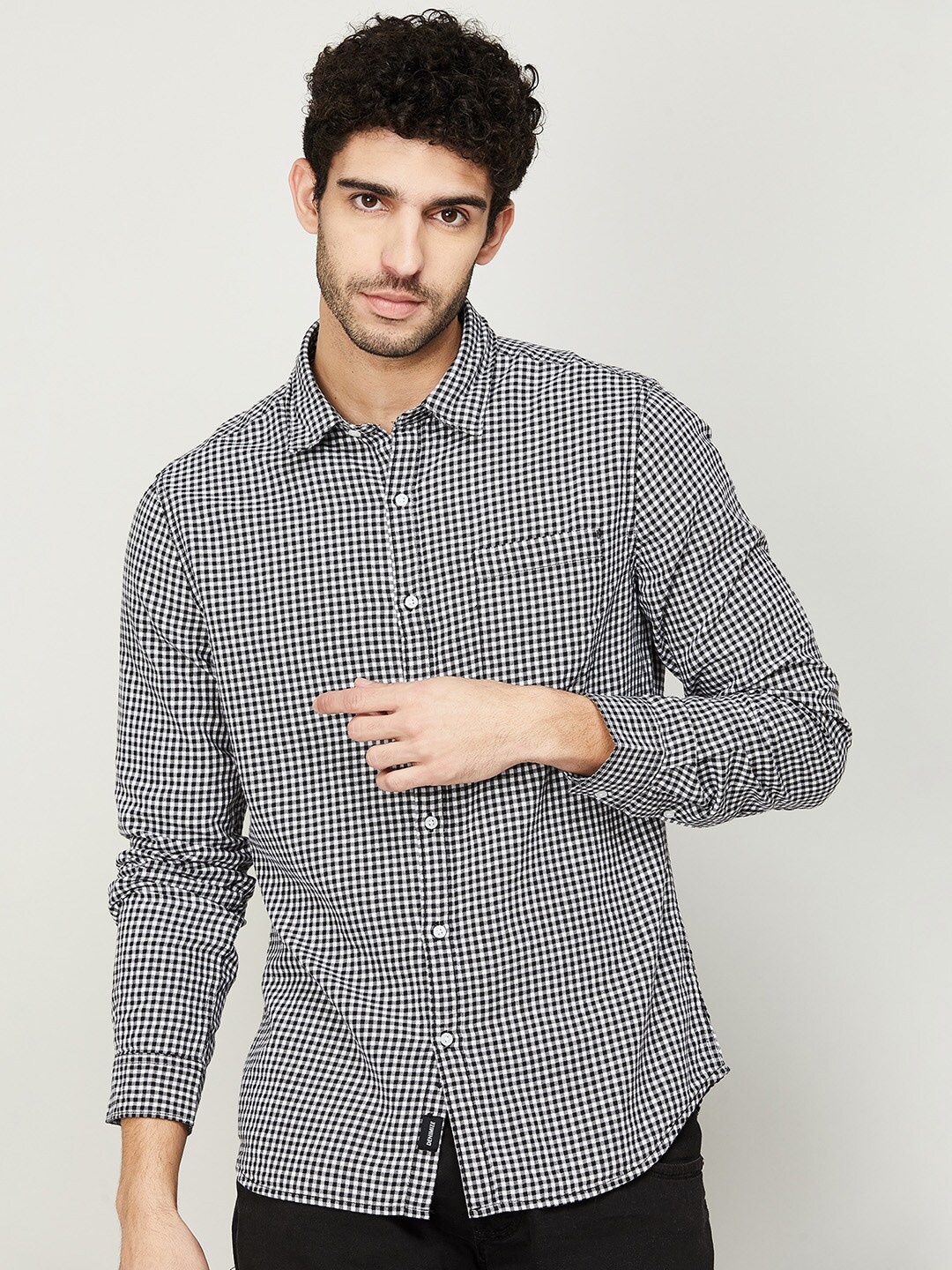 

Fame Forever by Lifestyle Men Black Micro Checks Checked Casual Shirt