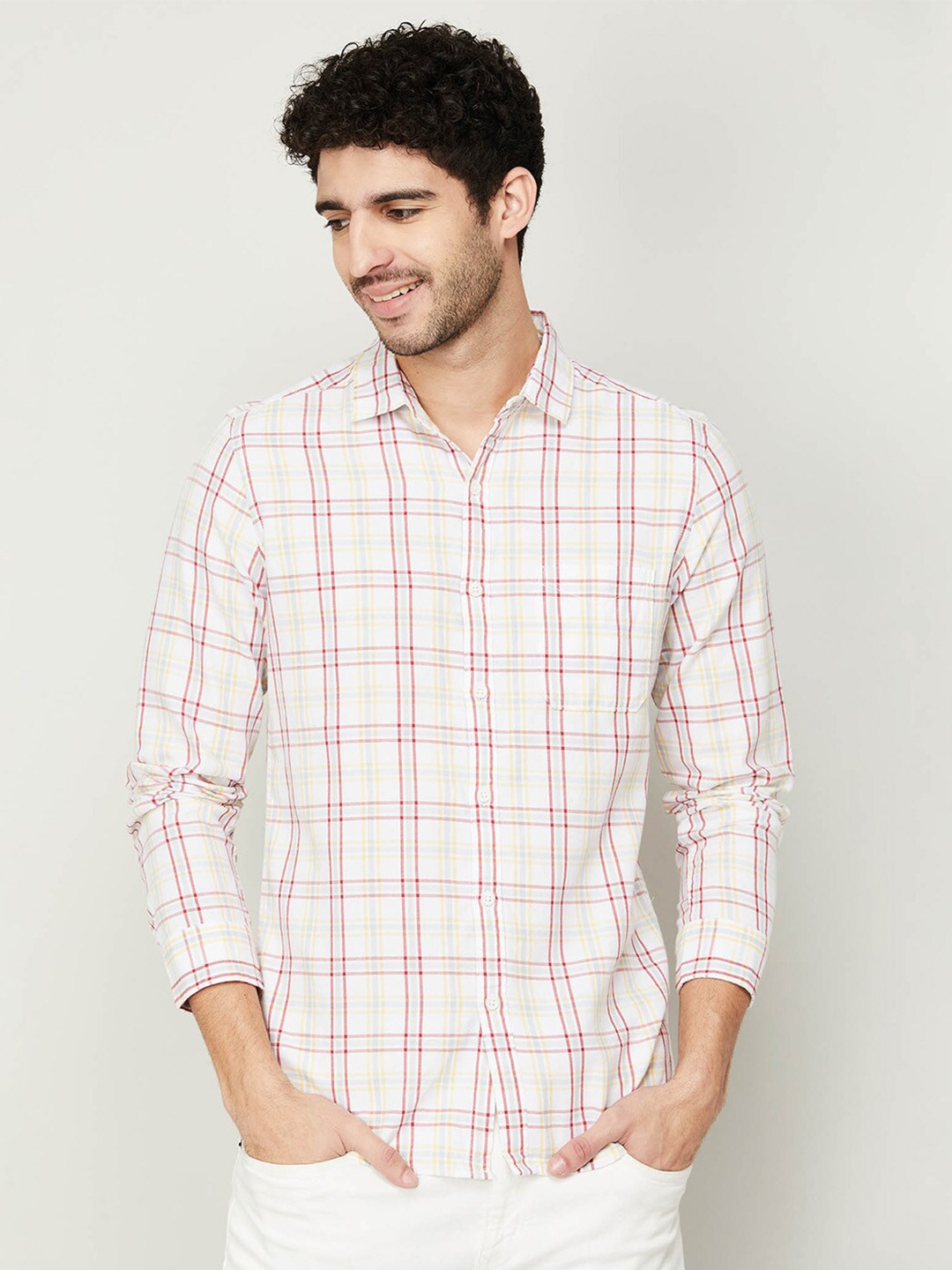 

Fame Forever by Lifestyle Men White Checked Casual Shirt
