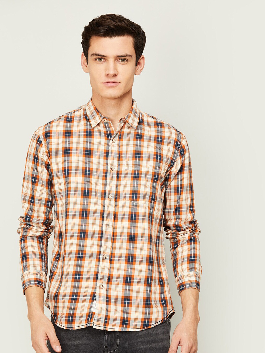 

Forca Men Brown Checked Casual Shirt