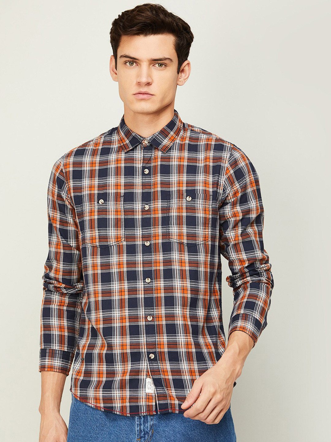 

Forca Men Brown Checked Casual Shirt