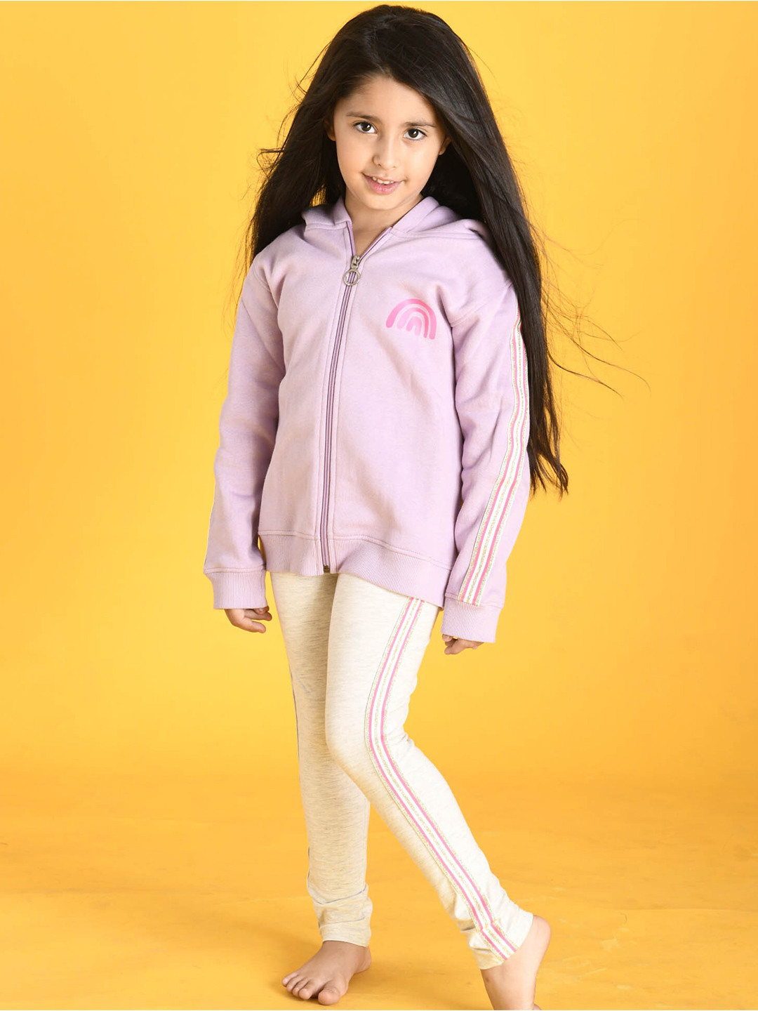 

Anthrilo Girls Purple & Grey Printed Shirt with Leggings